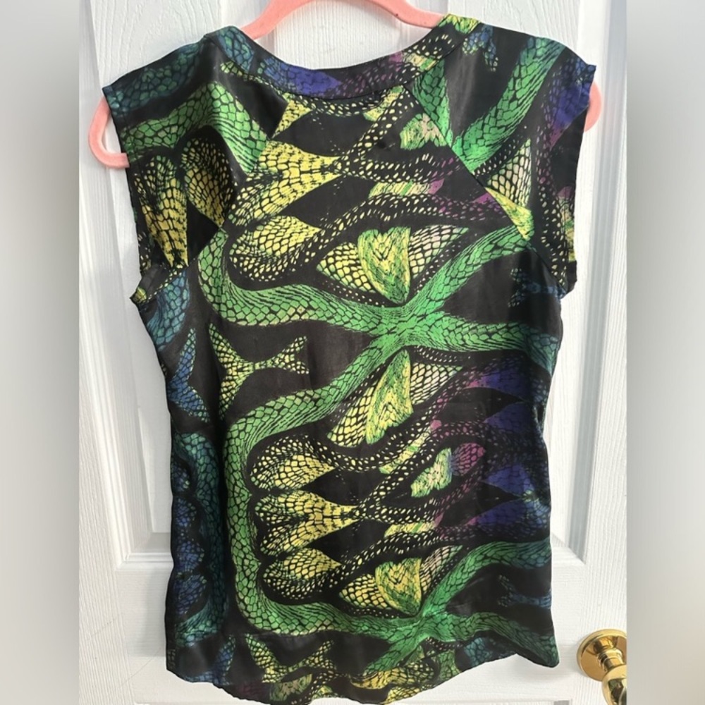 Snakeskin Print Pattern Sleeveless Ruffle Top - Picture 2 of 5